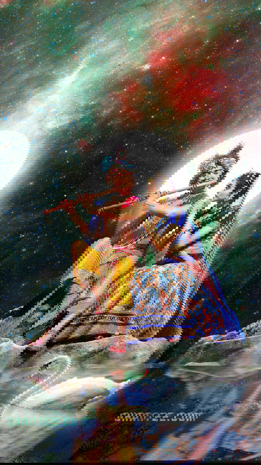 Krishna and Radha in a cosmic setting