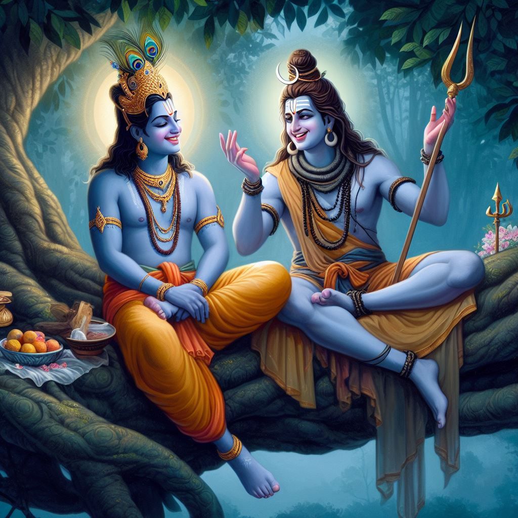 Krishna and Shiva sharing a peaceful moment