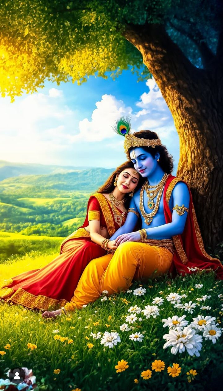Krishna and Radha in blissful embrace
