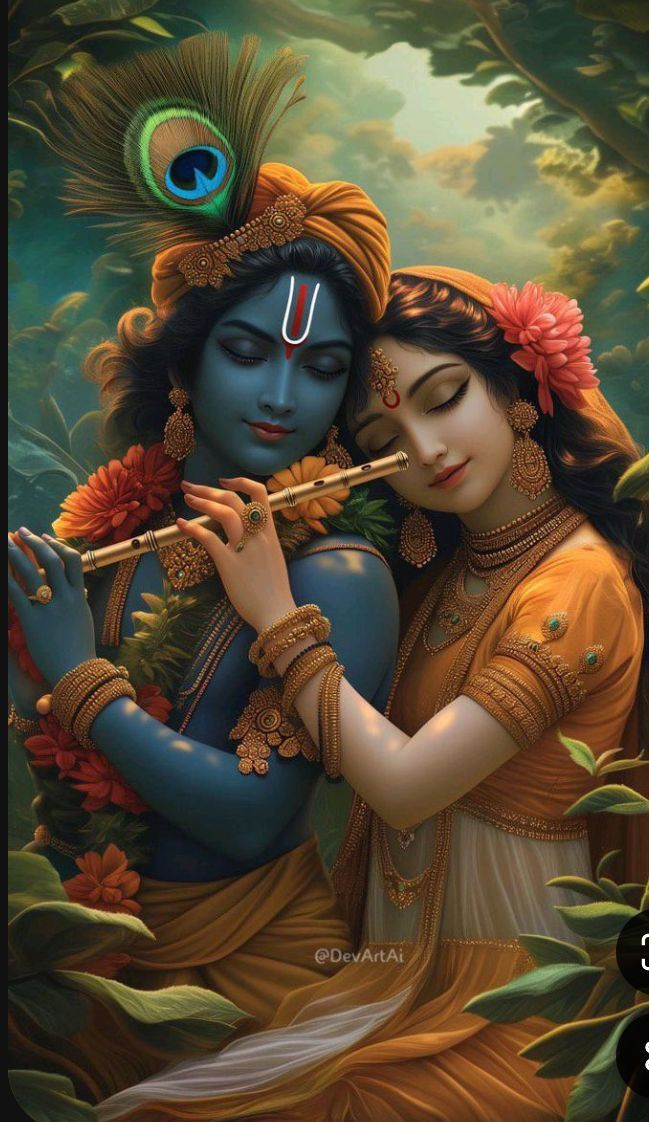 Krishna and Radha in loving embrace