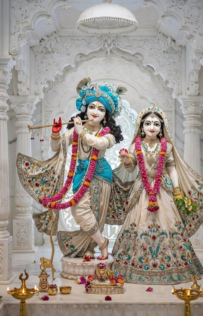 Krishna and Radha divine temple statue