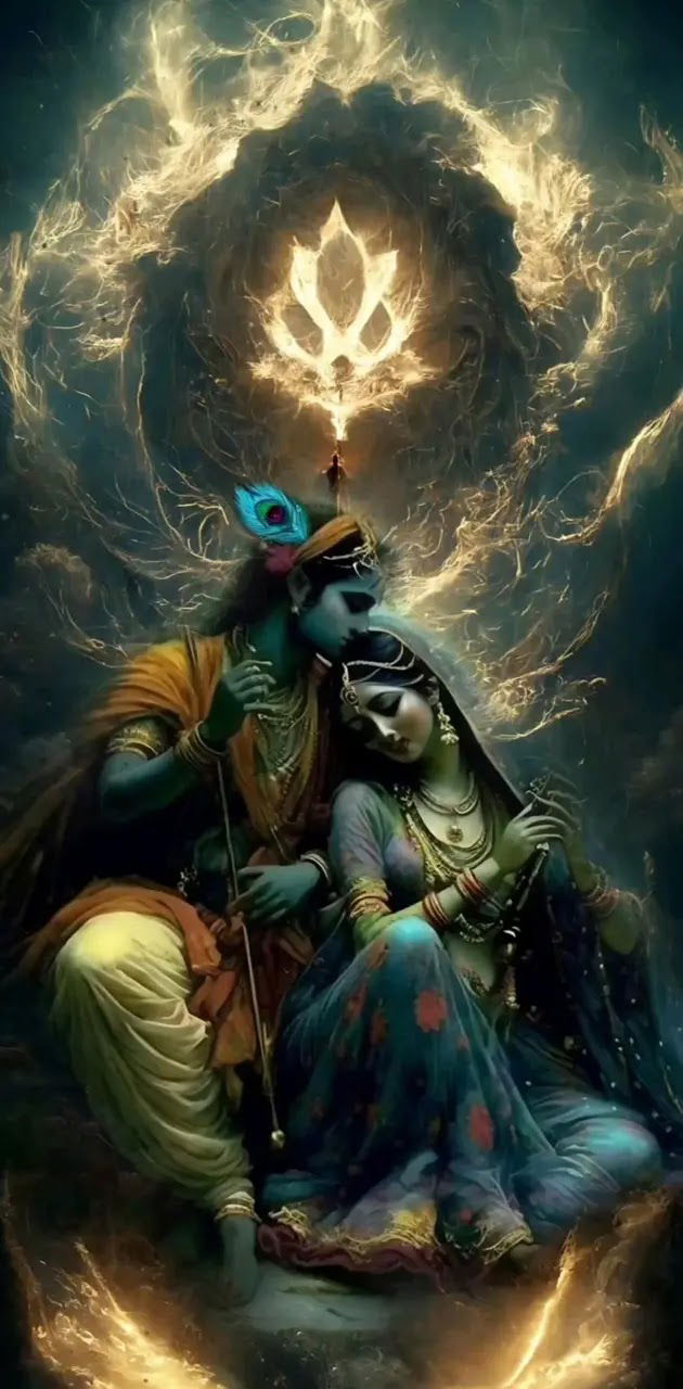 Krishna Radha divine loving embrace