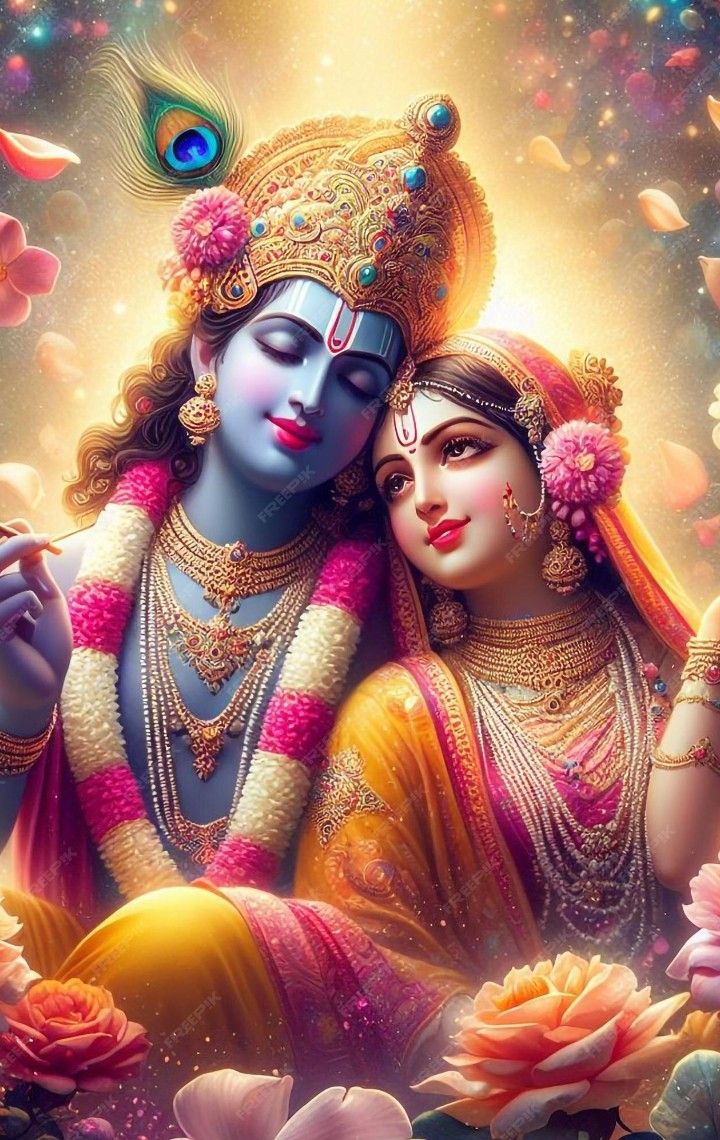 Krishna and Radha divine love portrait