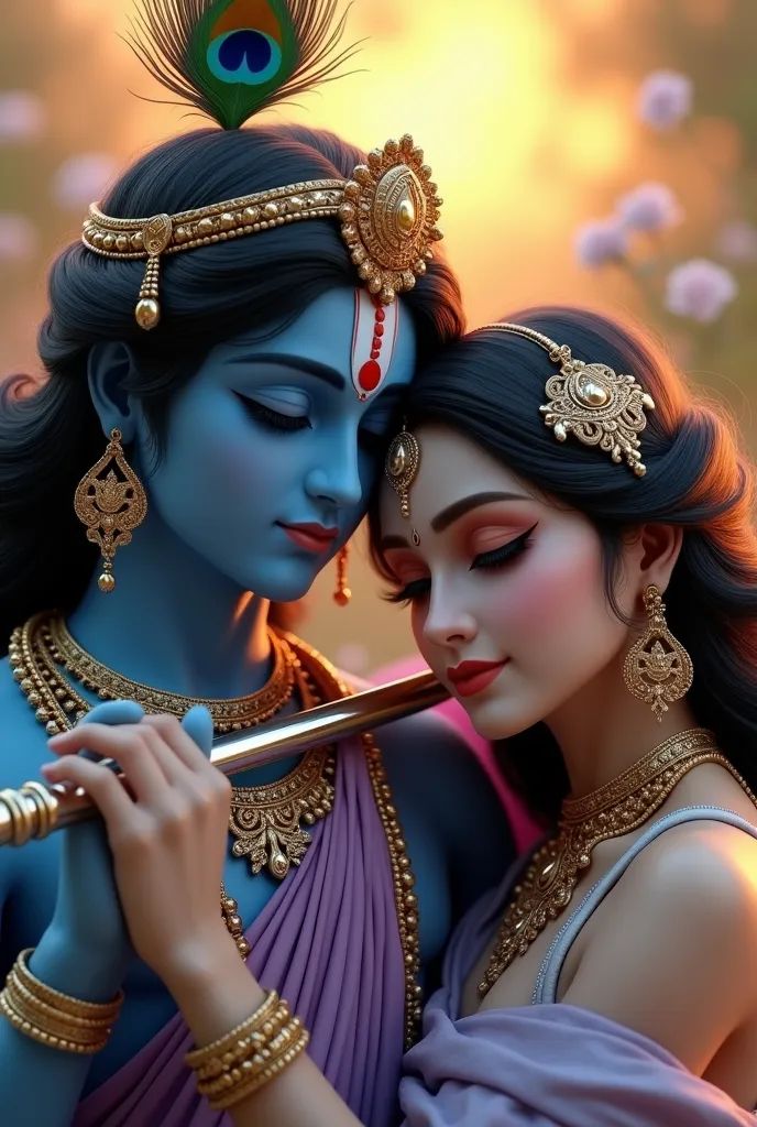 Krishna and Radha divine love portrait