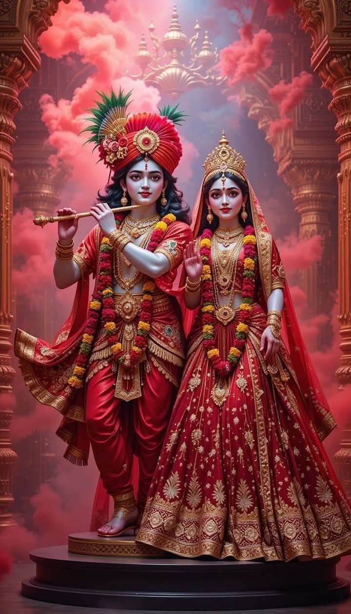 Krishna and Radha divine love portrait