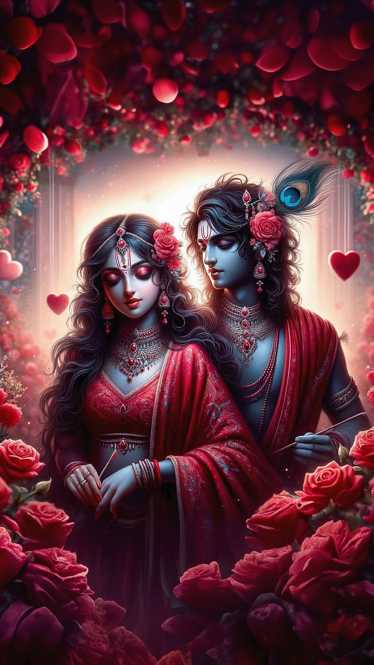 Krishna and Radha in loving embrace