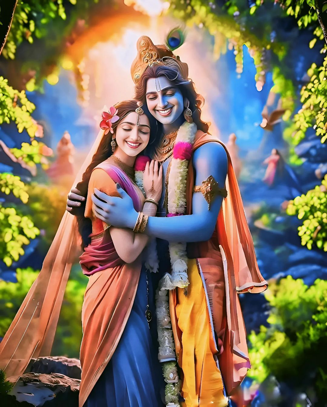 Krishna and Radha in loving embrace