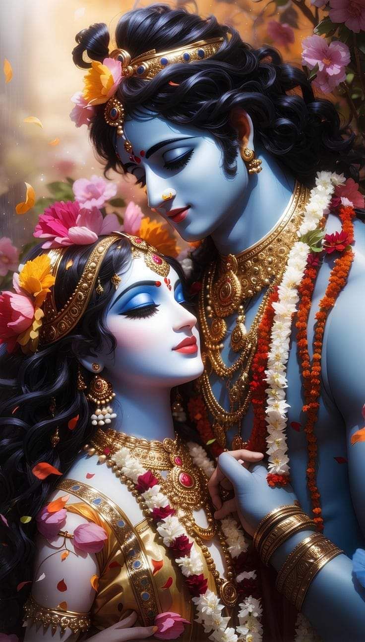 Krishna and Radha divine love portrait