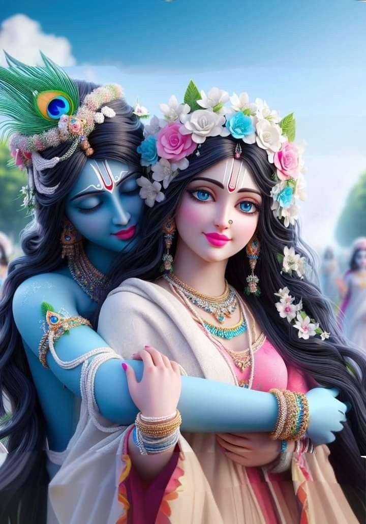 Radha and Krishna’s loving embrace