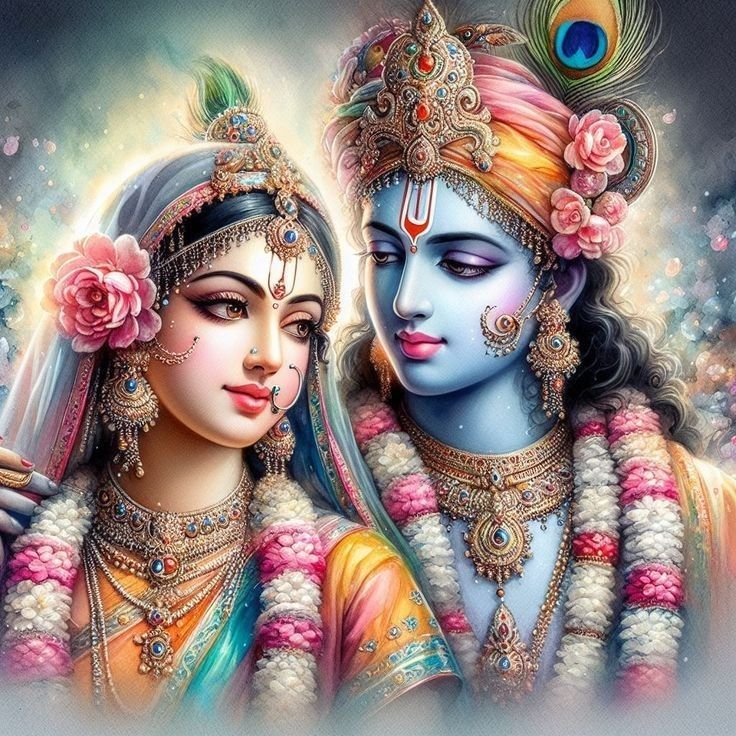 Krishna and Radha divine love portrait