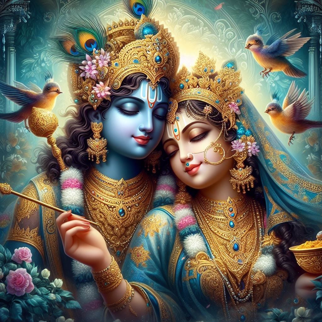 Krishna and Radha divine love portrait