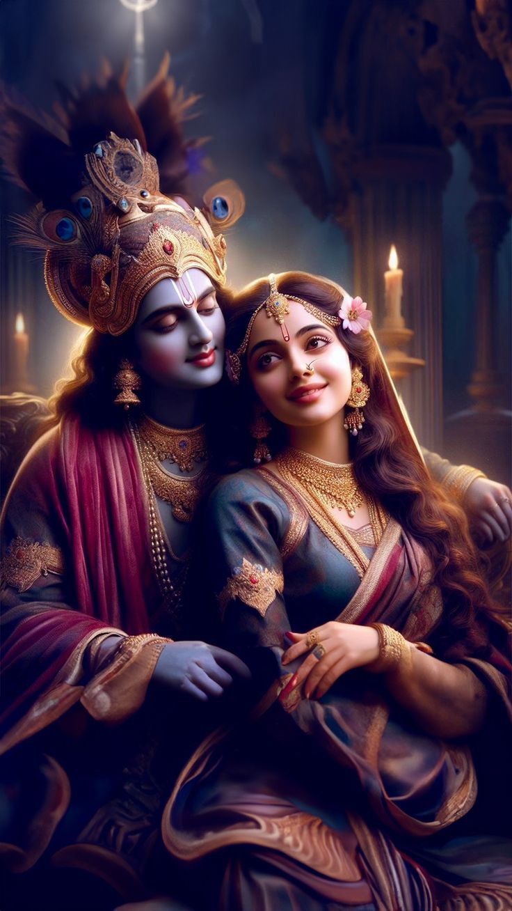 Krishna and Radha divine love portrait