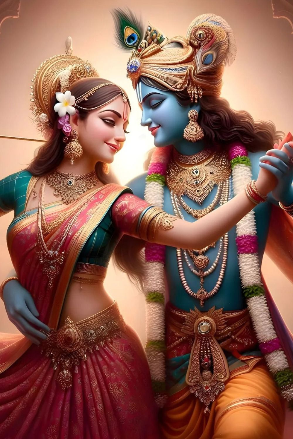 Krishna and Radha in loving embrace