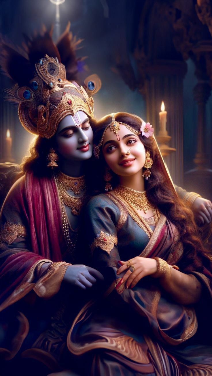 Krishna and Radha in a loving embrace