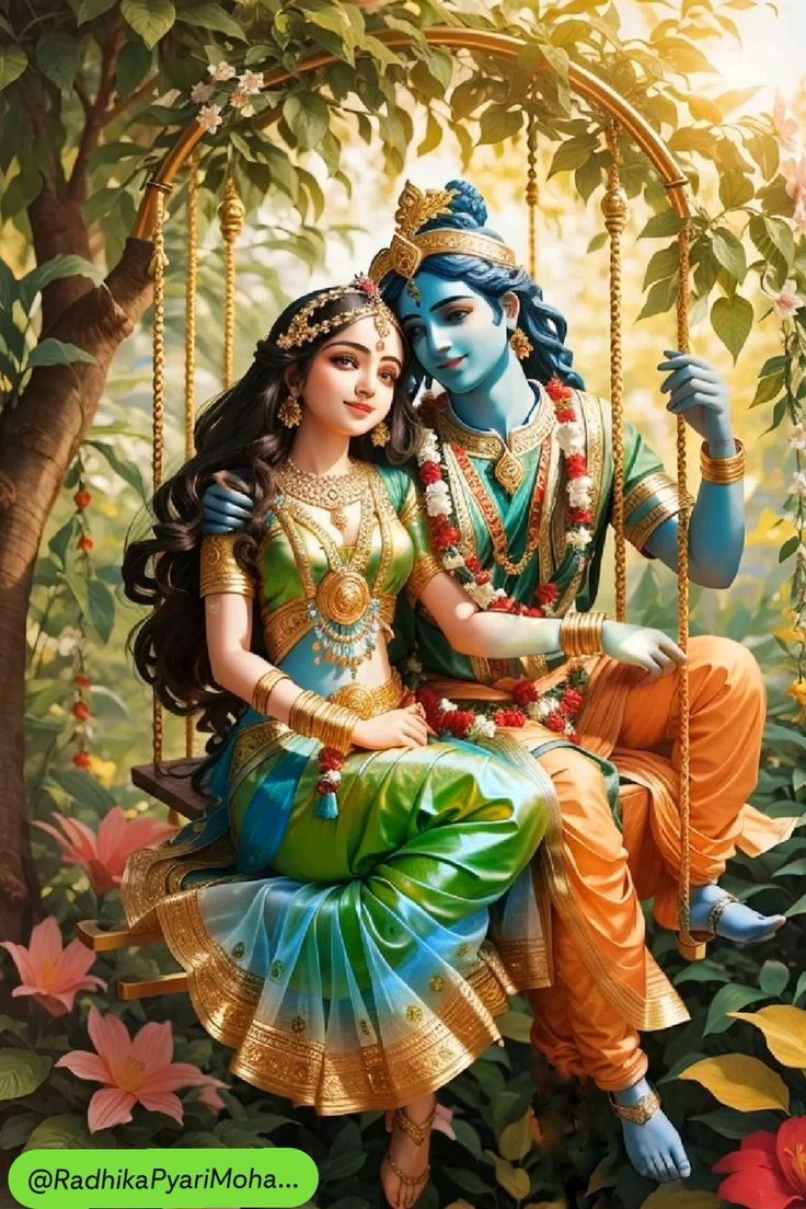 Krishna and Radha on a swing