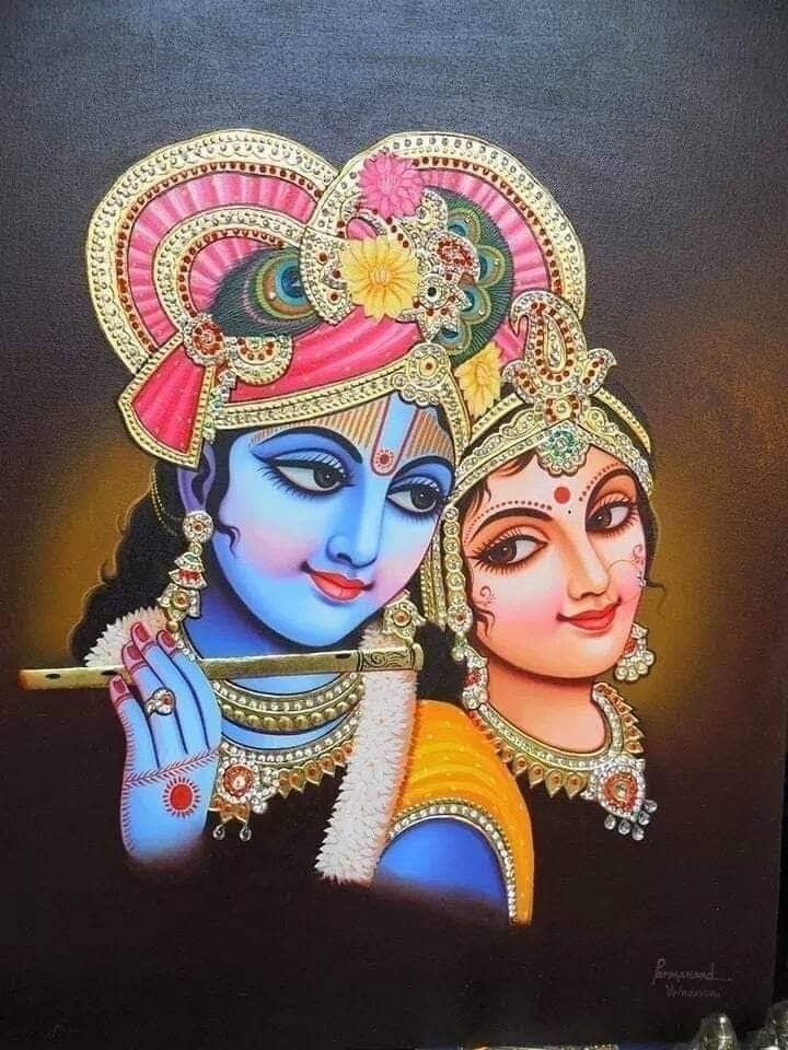 Krishna and Radha divine portrait wallpaper