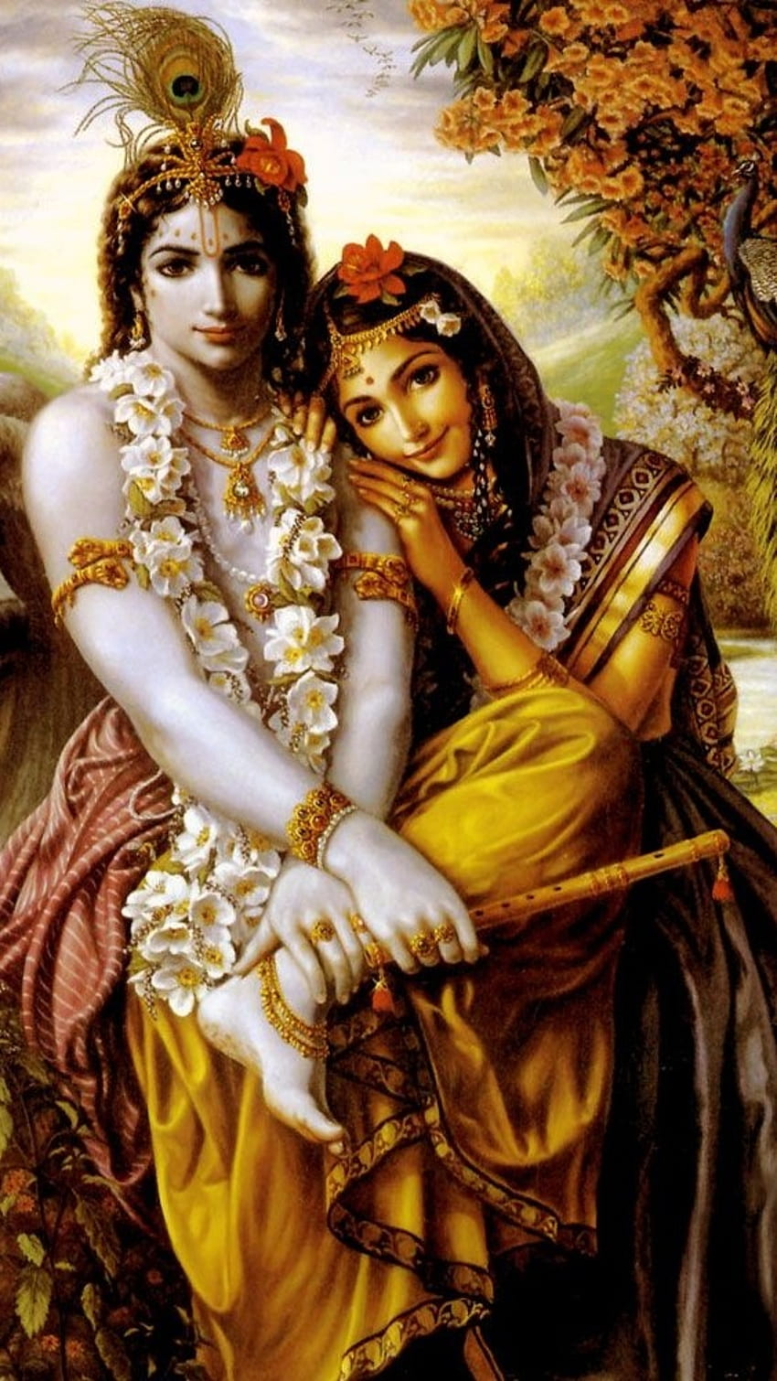 Krishna and Radha in a loving embrace