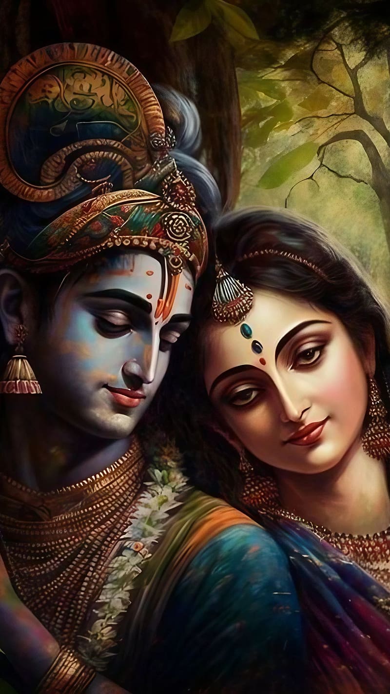 Krishna and Radha divine love portrait