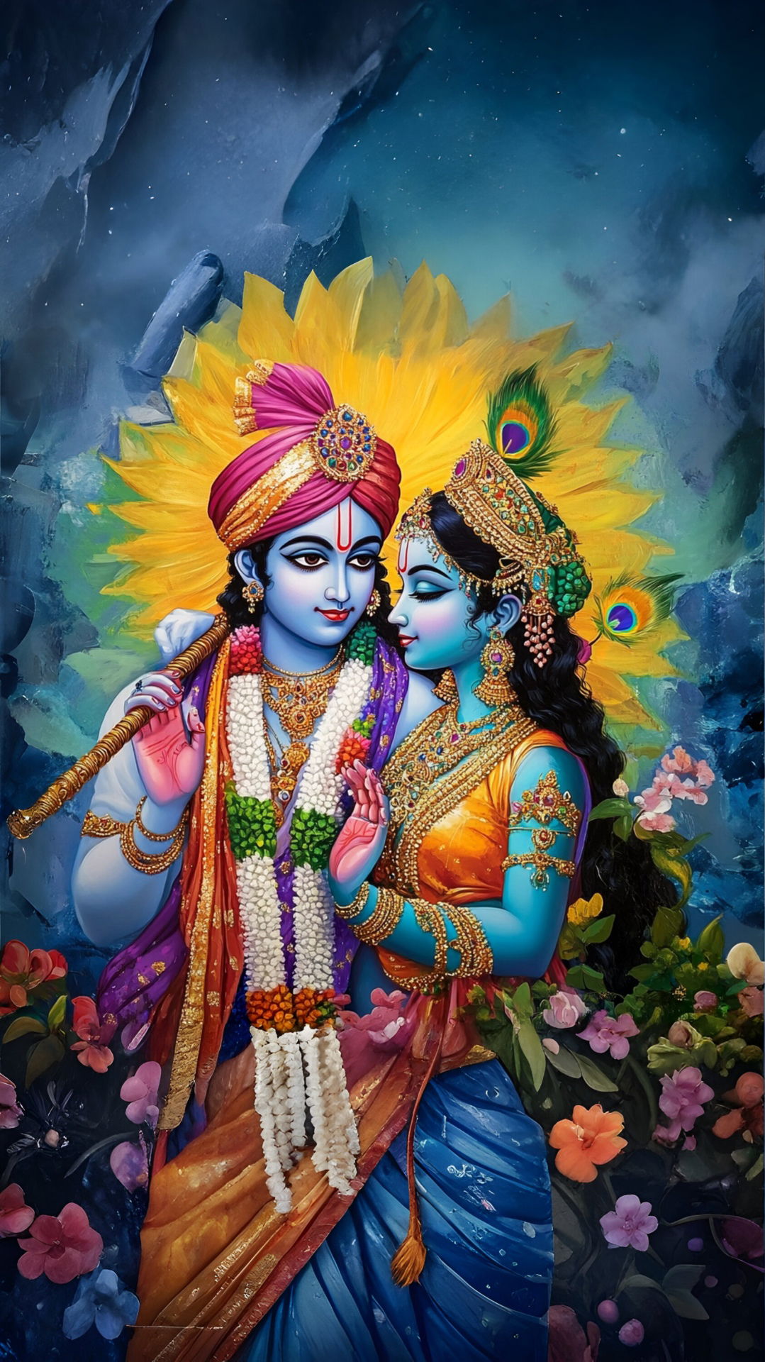 Krishna and Radha in blissful embrace