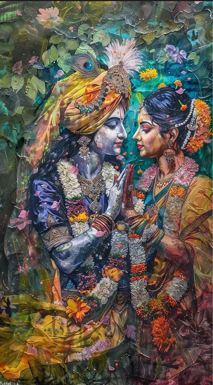 Krishna and Radha in a loving embrace