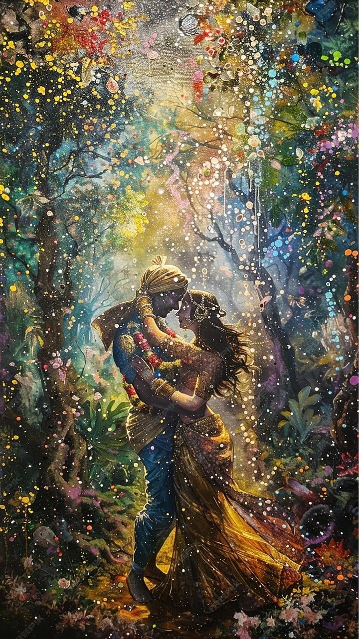 Krishna and Radha in loving embrace