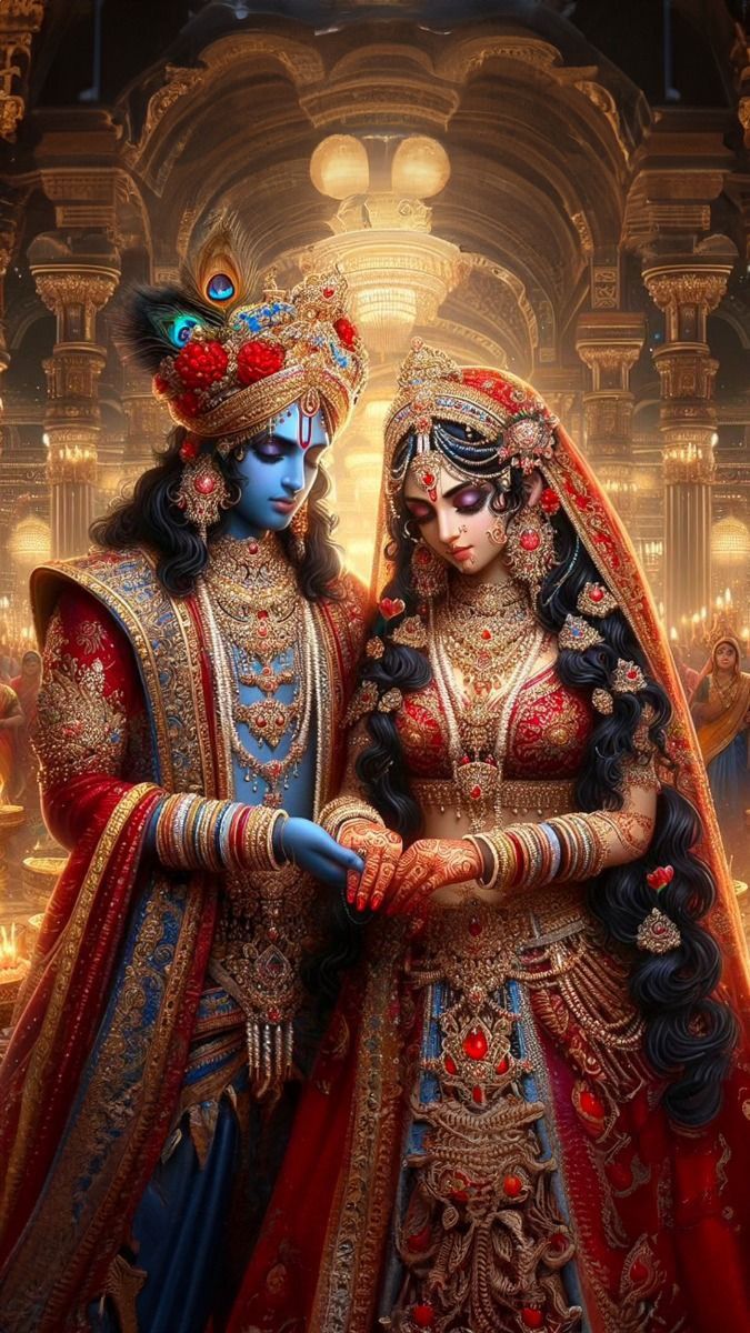 Krishna and Radha divine couple portrait