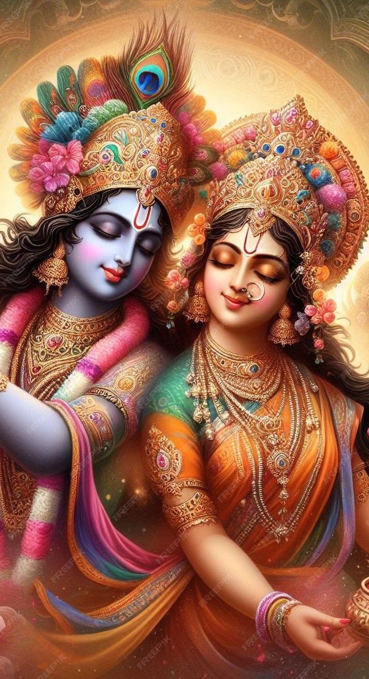 Radha and Krishna’s loving embrace.
