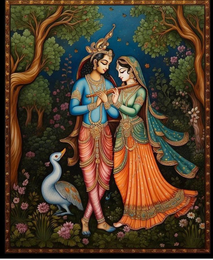 Krishna and Radha divine love painting