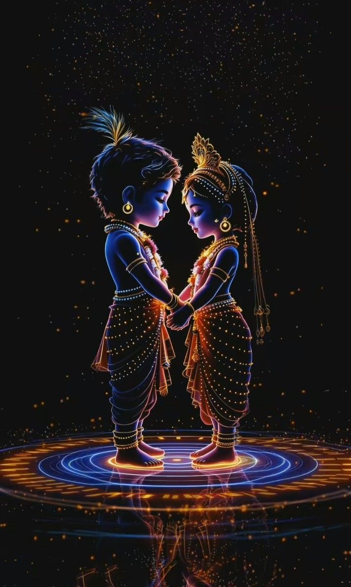 Krishna and Radha loving embrace wallpaper