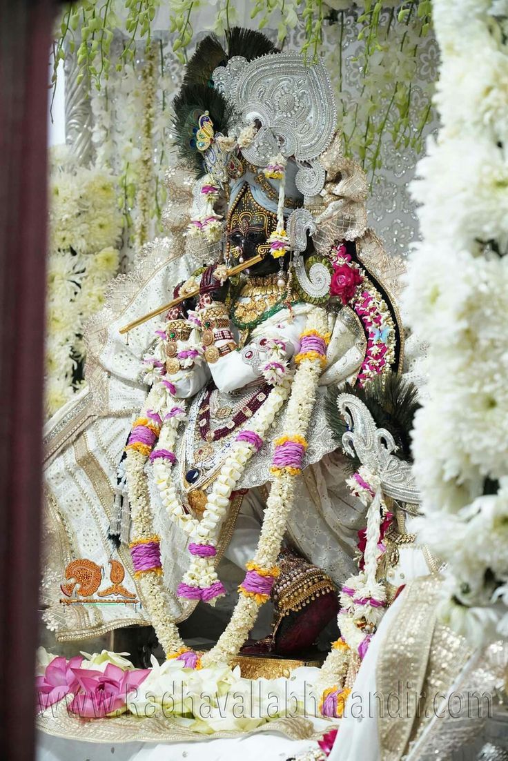 Krishna adorned with flowers and flute