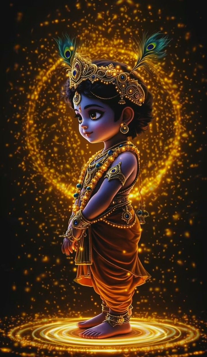 Baby Krishna with golden aura
