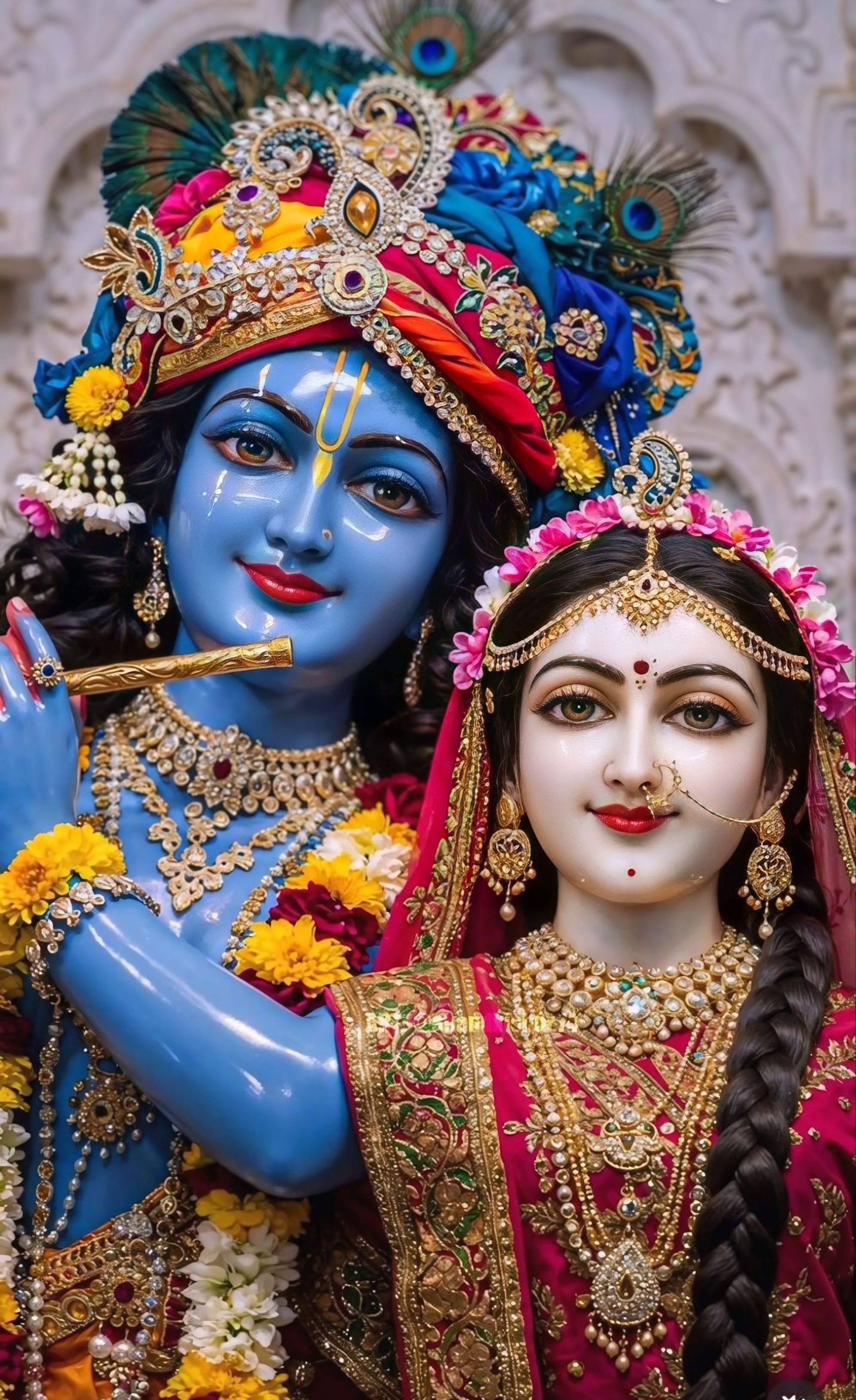 Krishna and Radha divine couple portrait