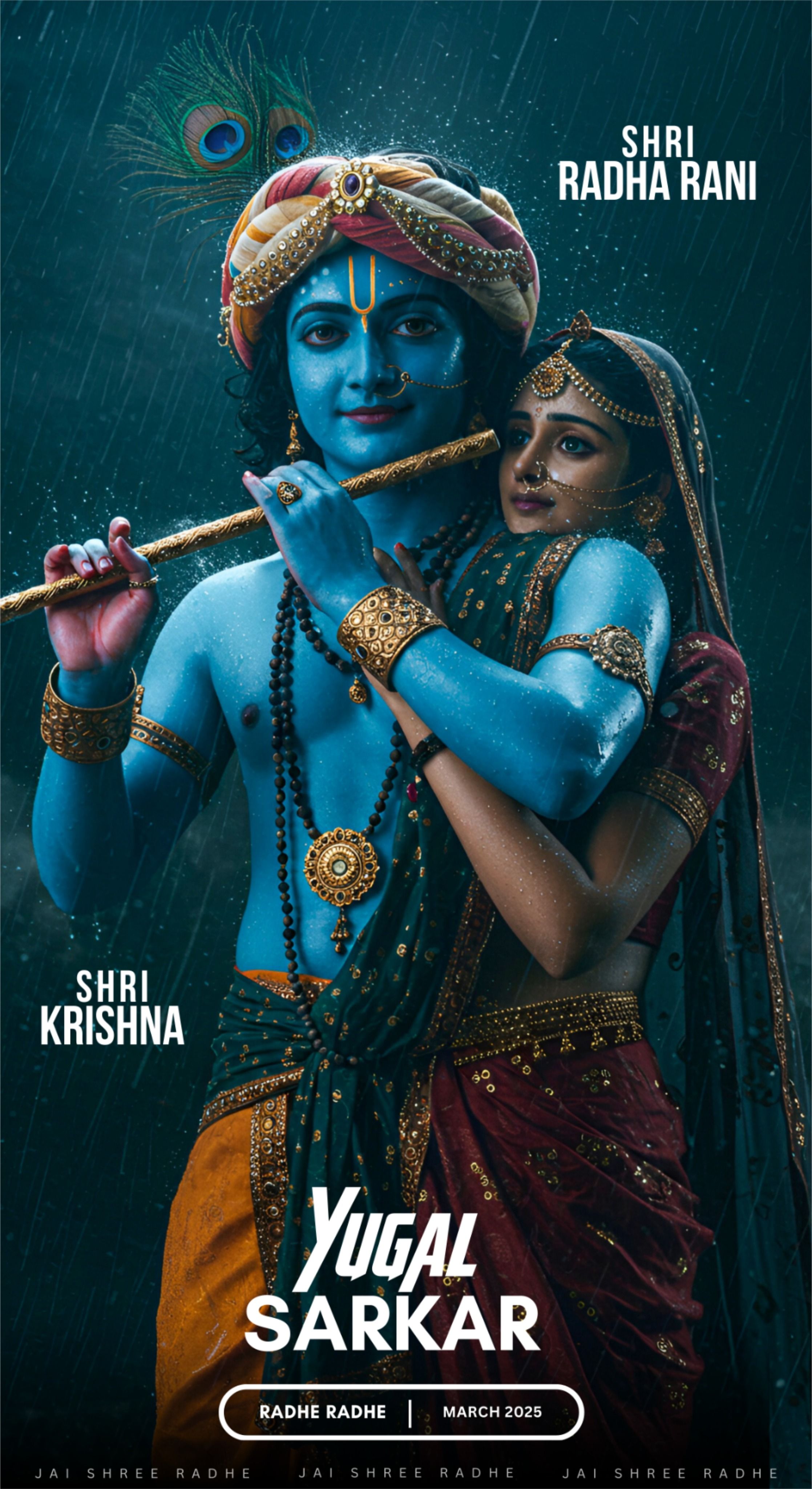 Krishna and Radha divine couple portrait