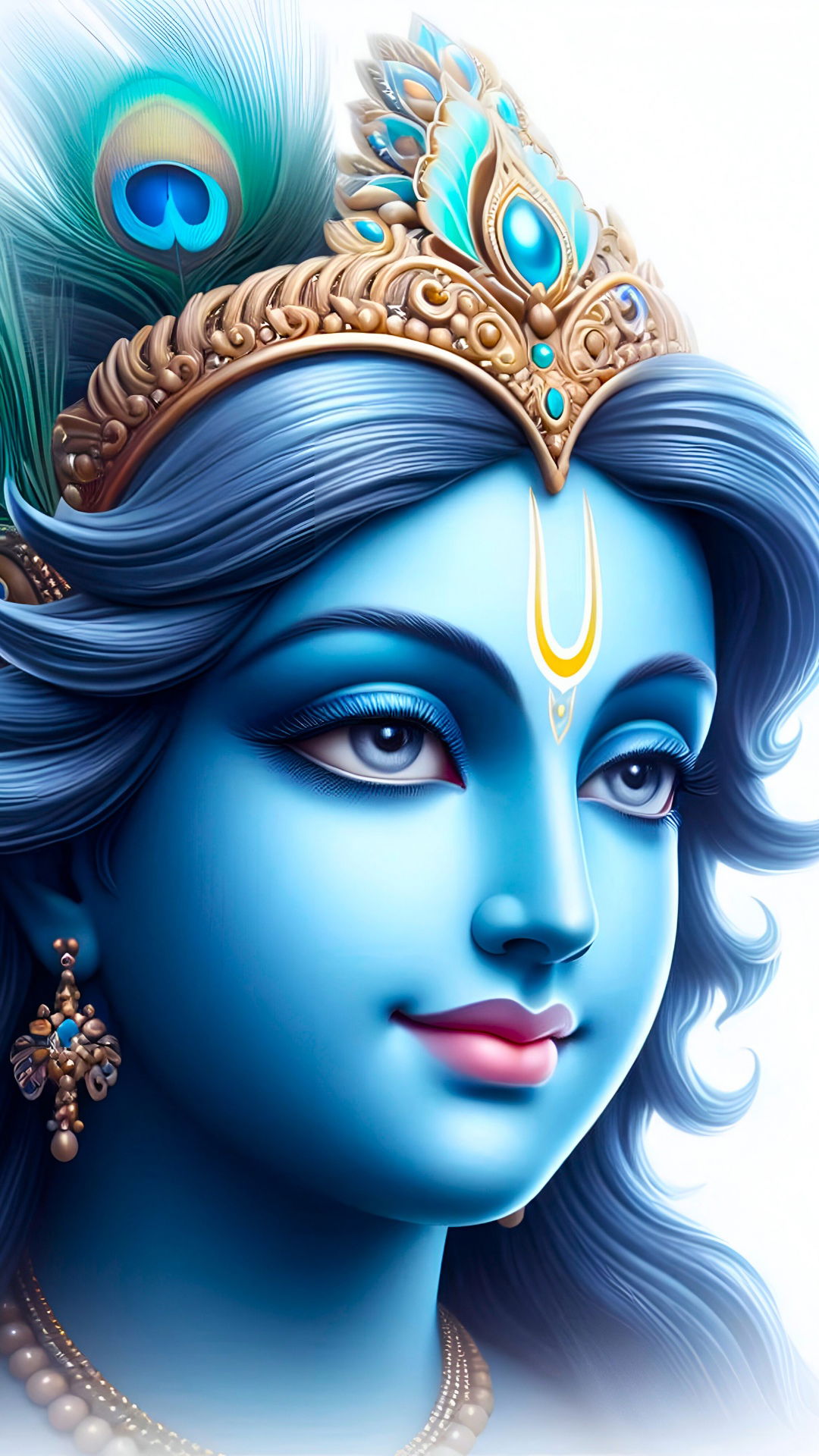 Close-up portrait of Lord Krishna