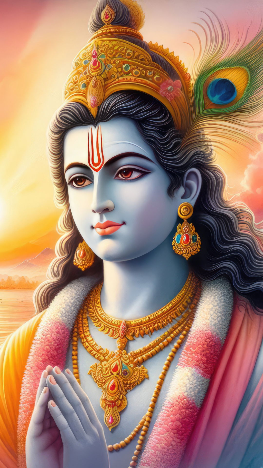 Lord Krishna portrait, serene and divine