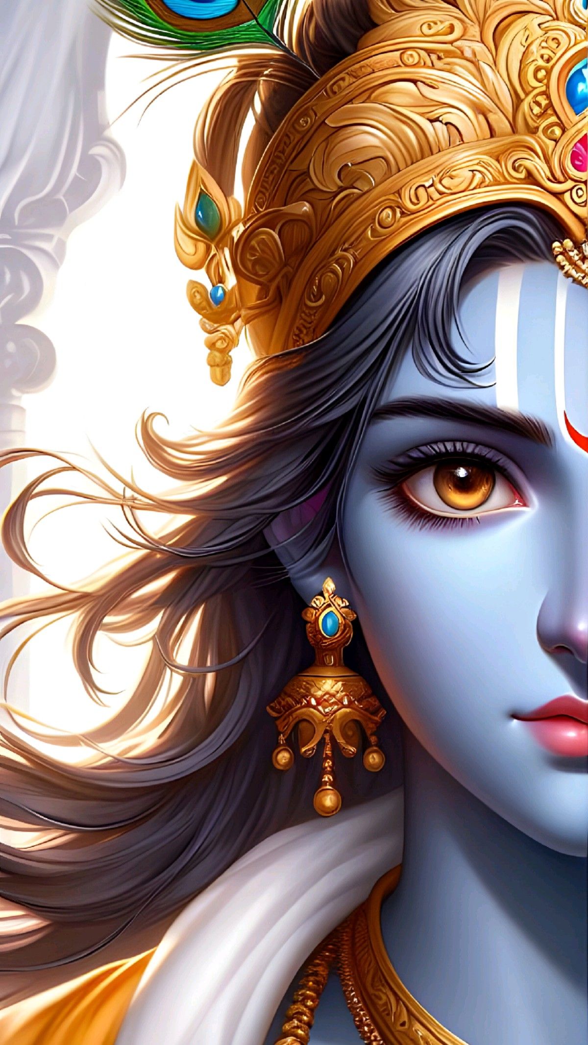 Close-up of Lord Krishna\'s serene face