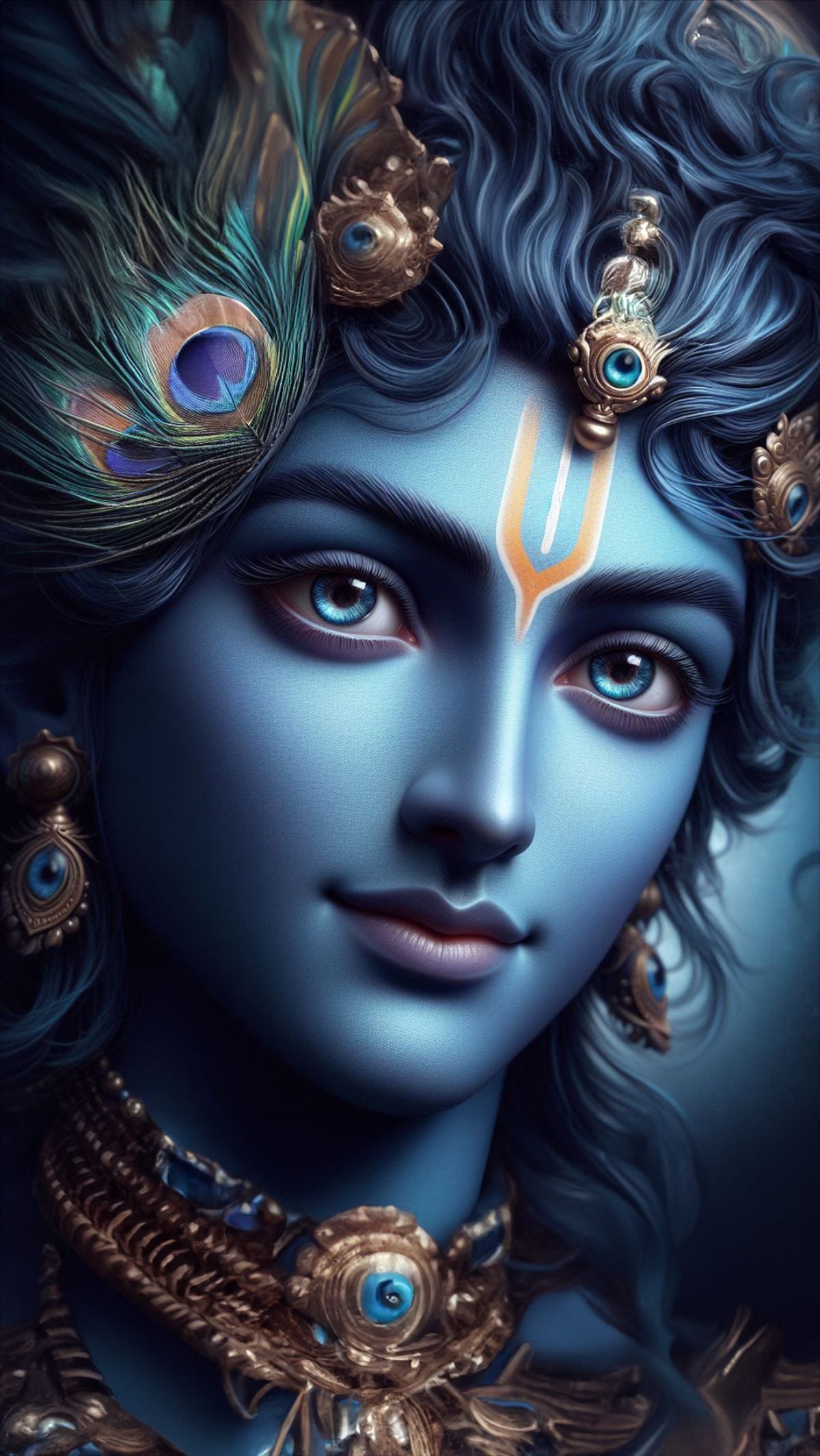 Close-up of Lord Krishna’s serene face