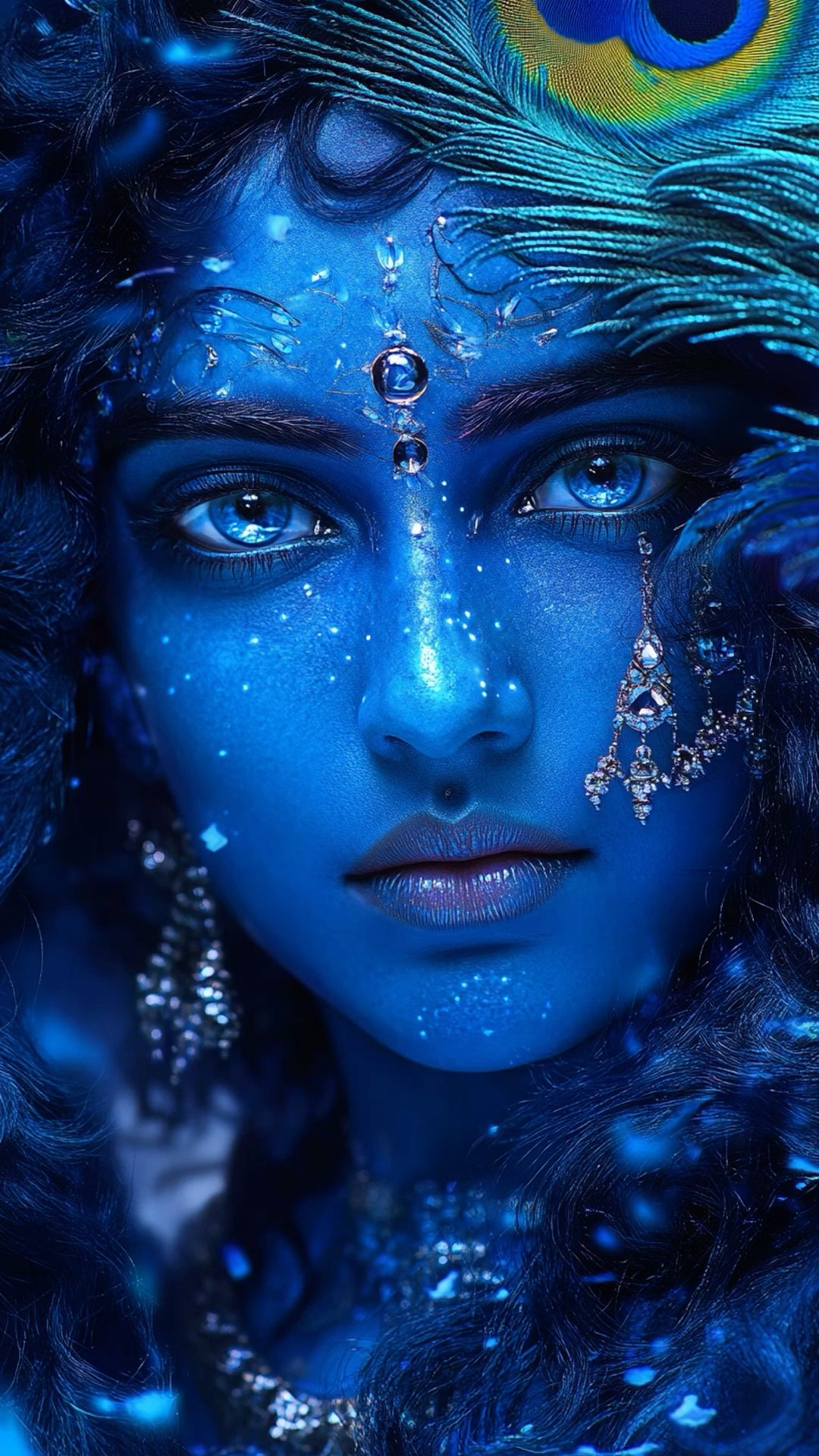 Close-up portrait of Lord Krishna