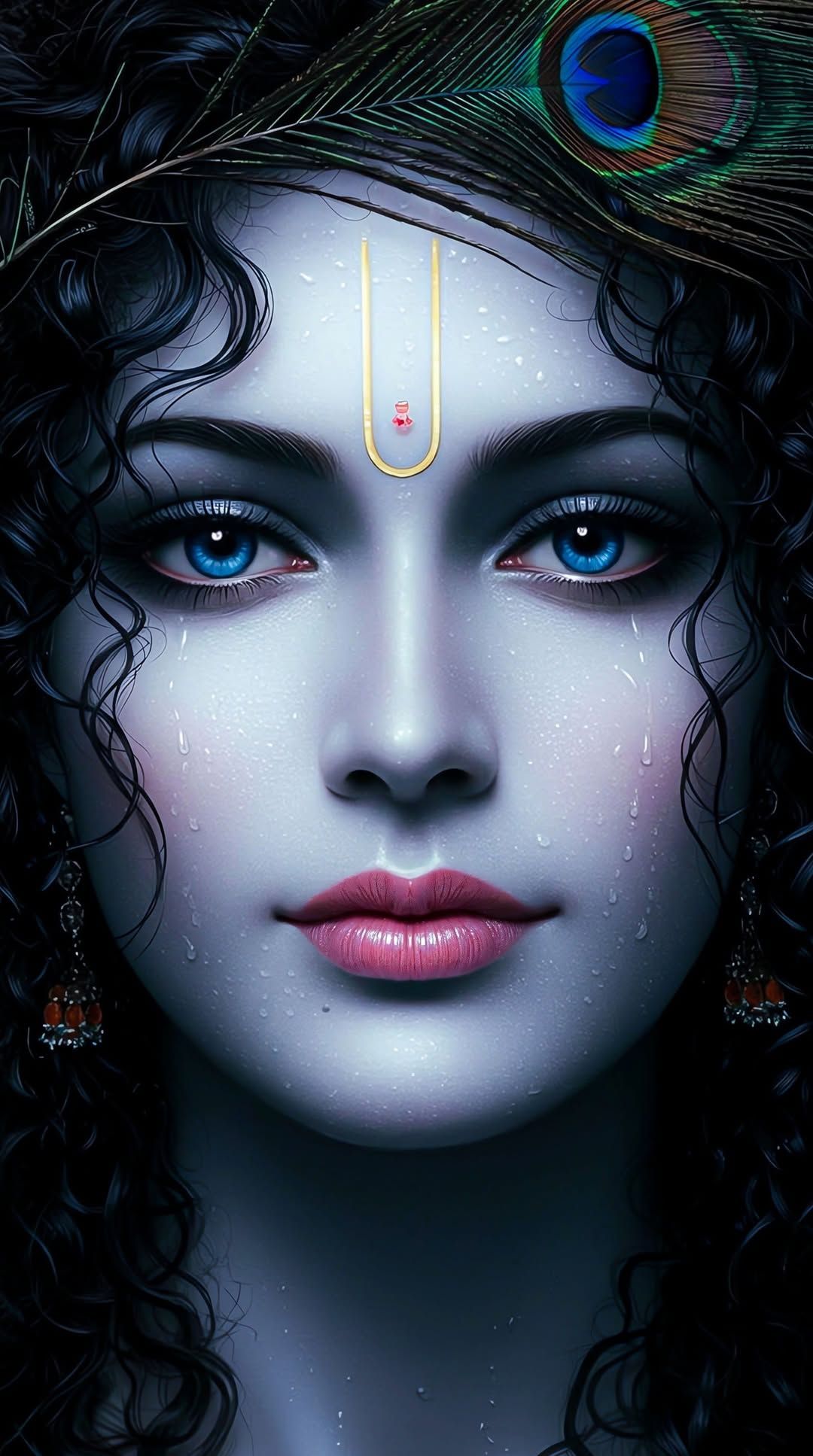 Krishna’s serene blue-eyed portrait
