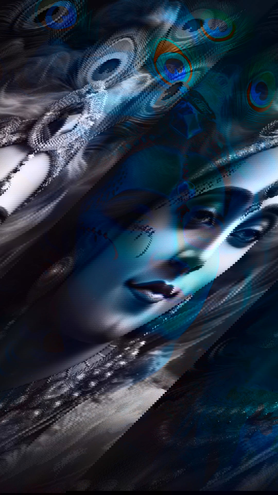 Lord Krishna portrait with peacock feather