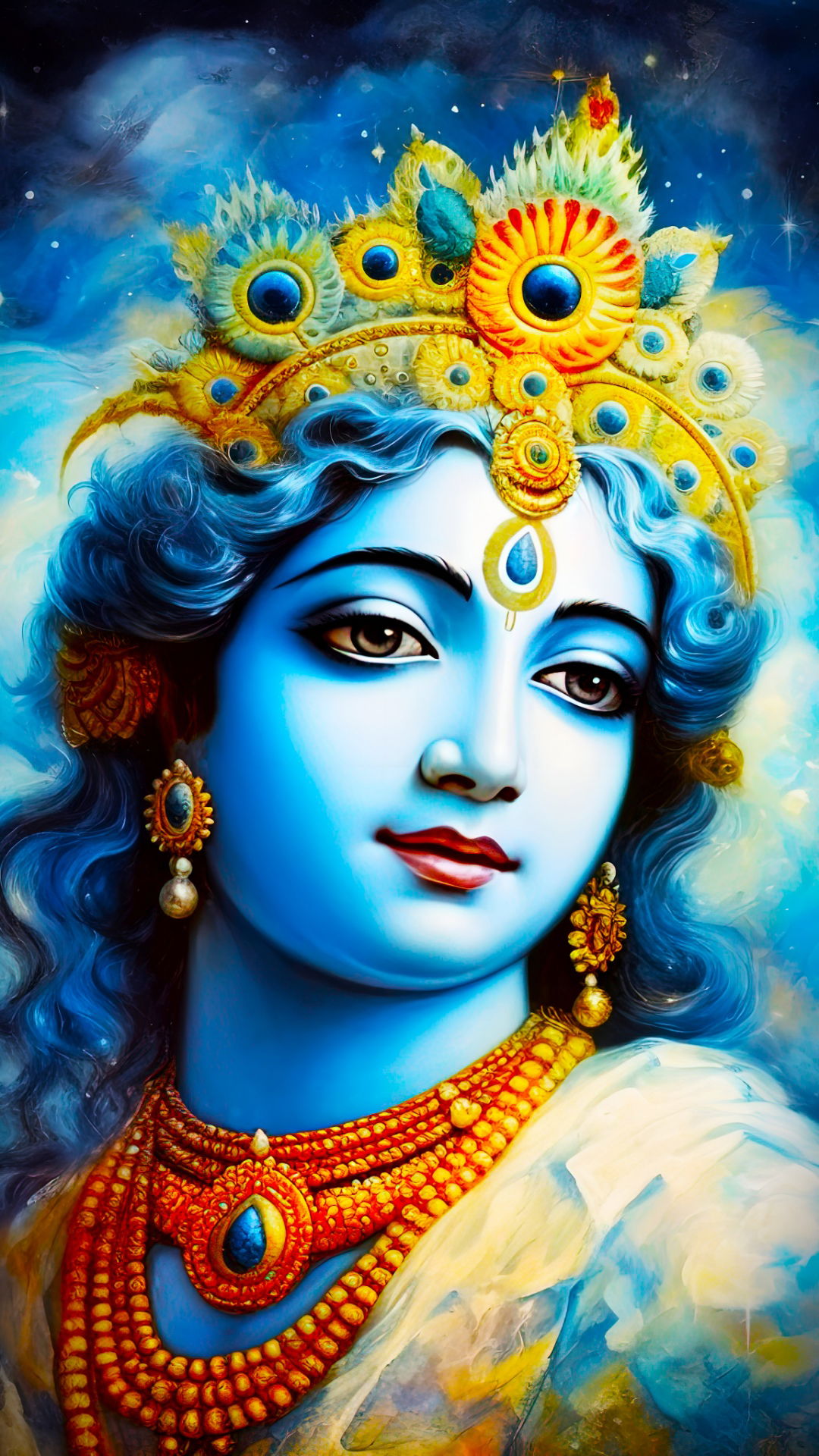 Lord Krishna\'s peaceful and radiant face