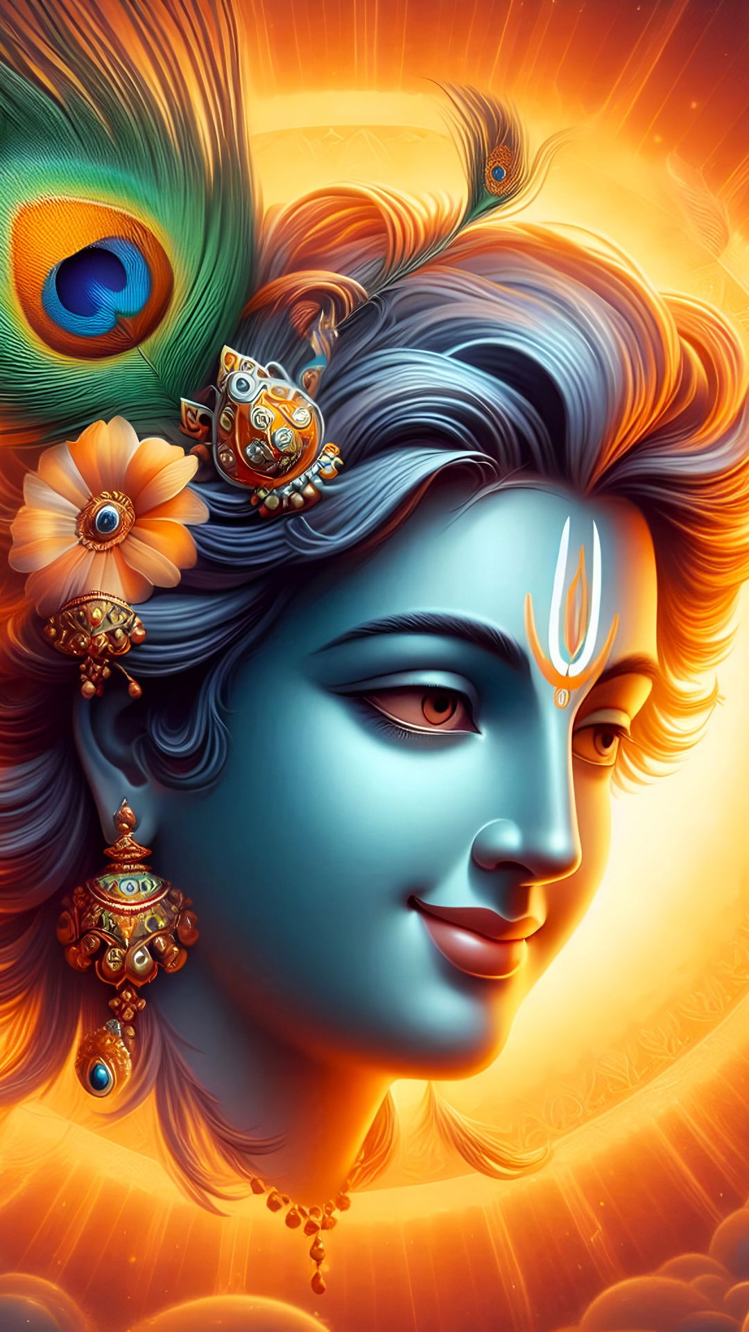 Close-up of Lord Krishna\'s serene face
