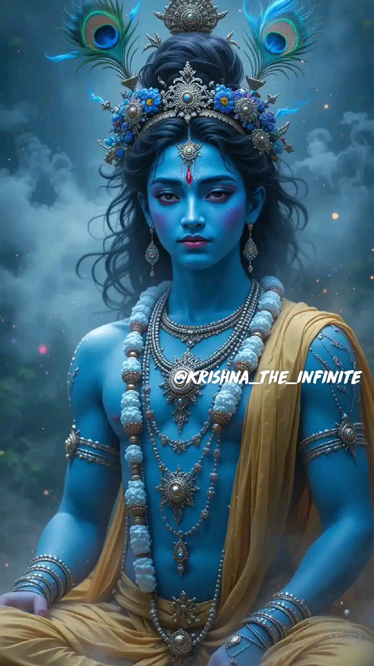 Lord Krishna with flute and feather