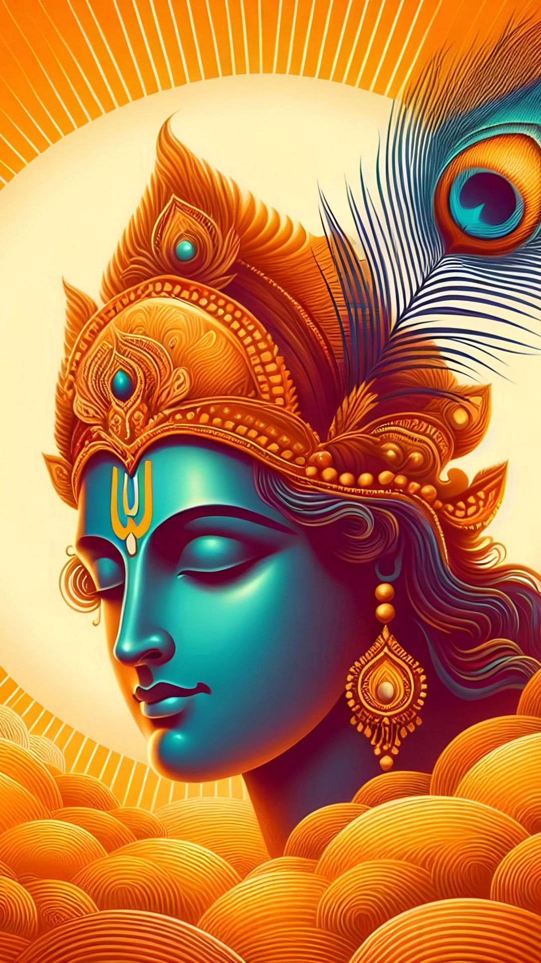 Krishna with peacock feather portrait