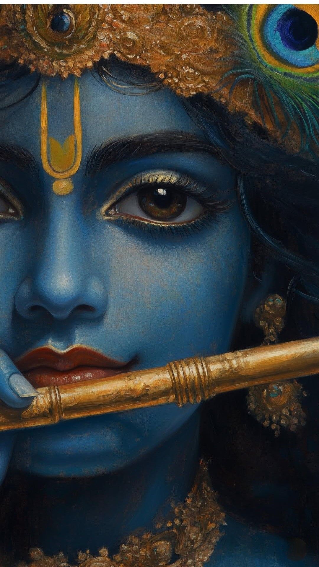 Krishna playing flute, divine portrait