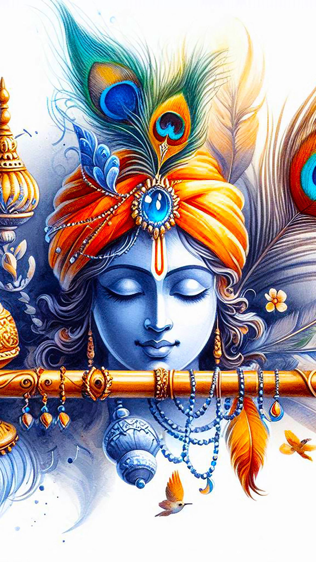 Krishna with flute and peacock feather