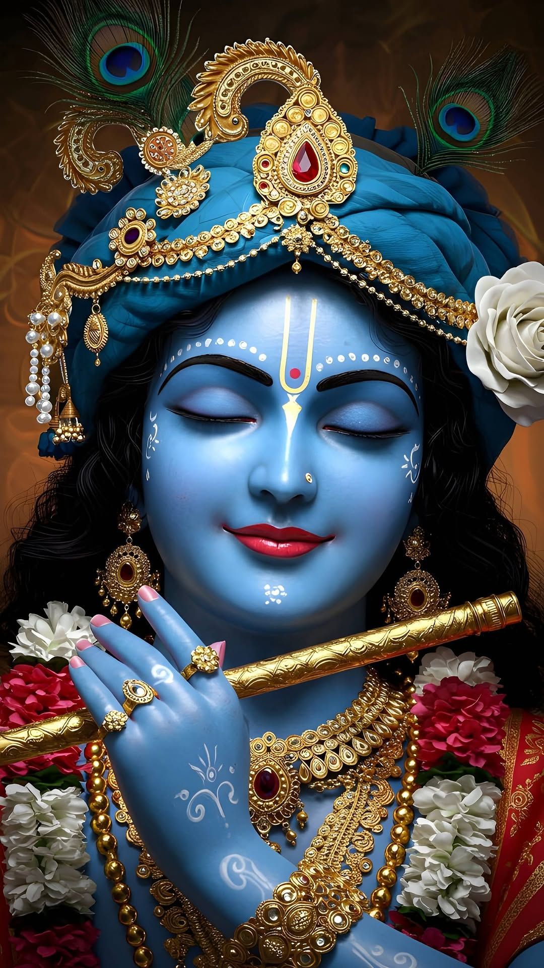 Krishna playing flute, divine portrait