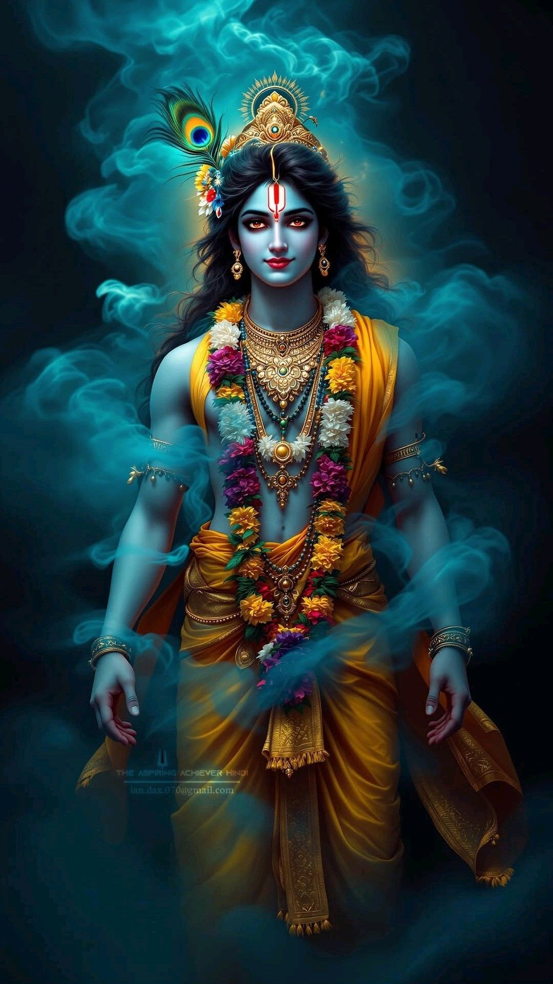 Lord Krishna playing his flute.