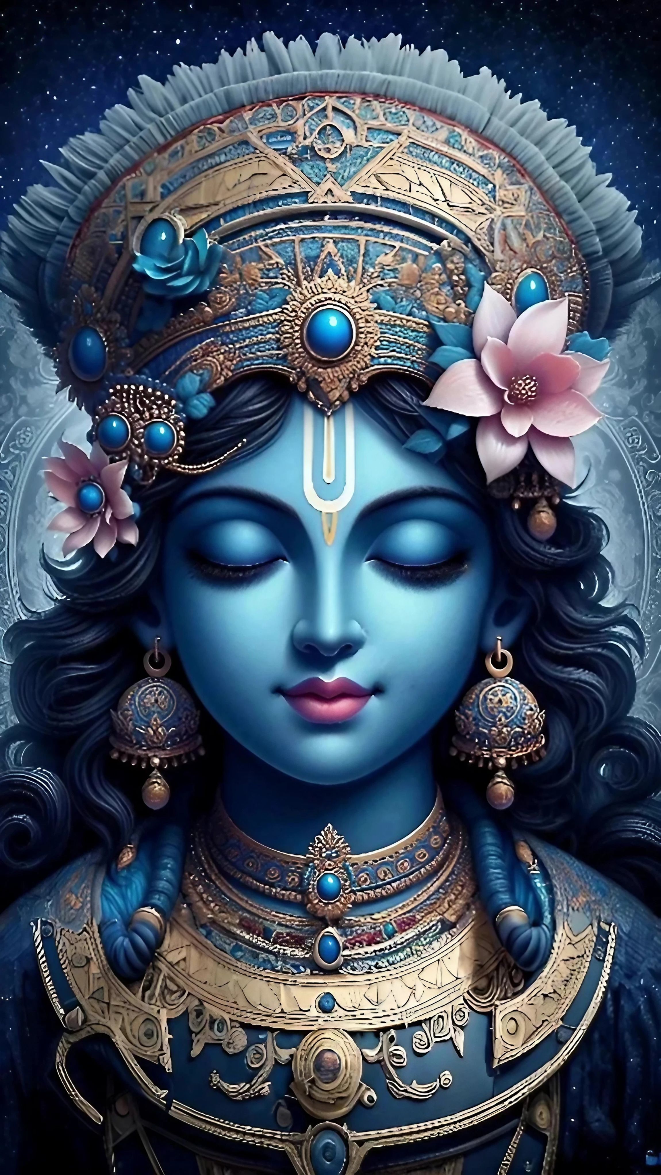Serene portrait of Lord Krishna