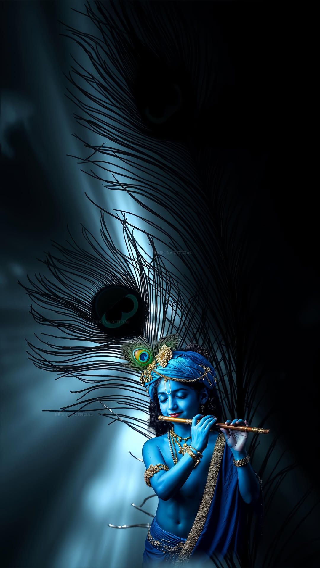 Krishna playing a flute, divine image.